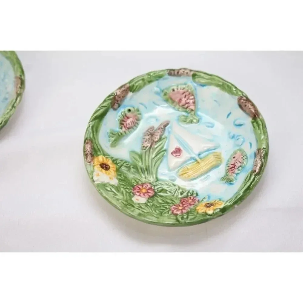 Vintage hand crafted ceramic plate set